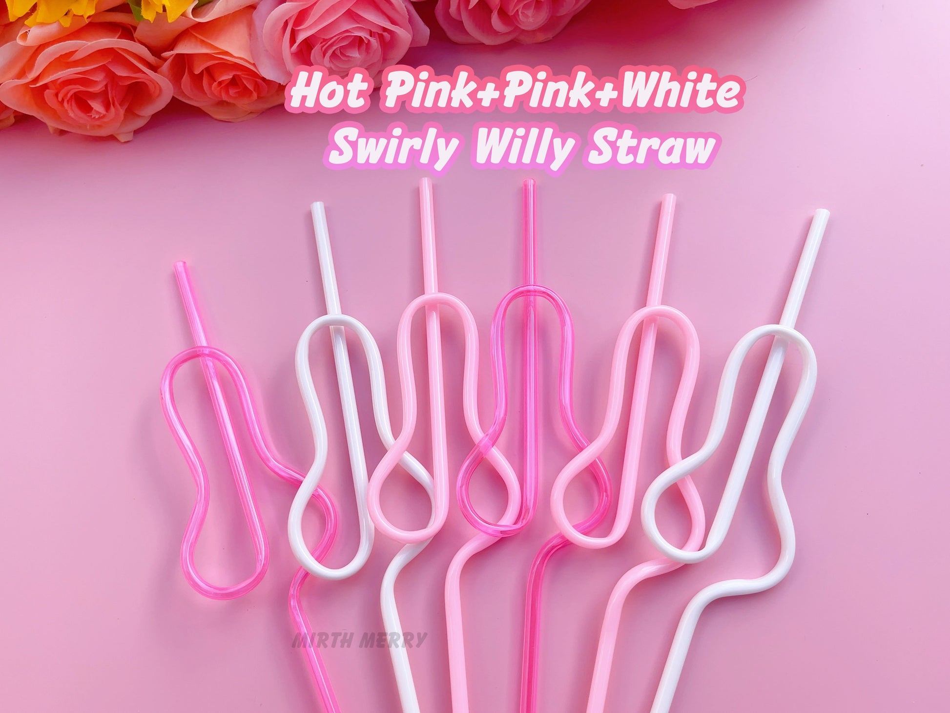 Hot Pink, Pink and White Swirly Penis Straw + Bride Straw,| Bachelorette Party Favors | Bride To Be Bridal Shower | Hen Party Supplies Penis