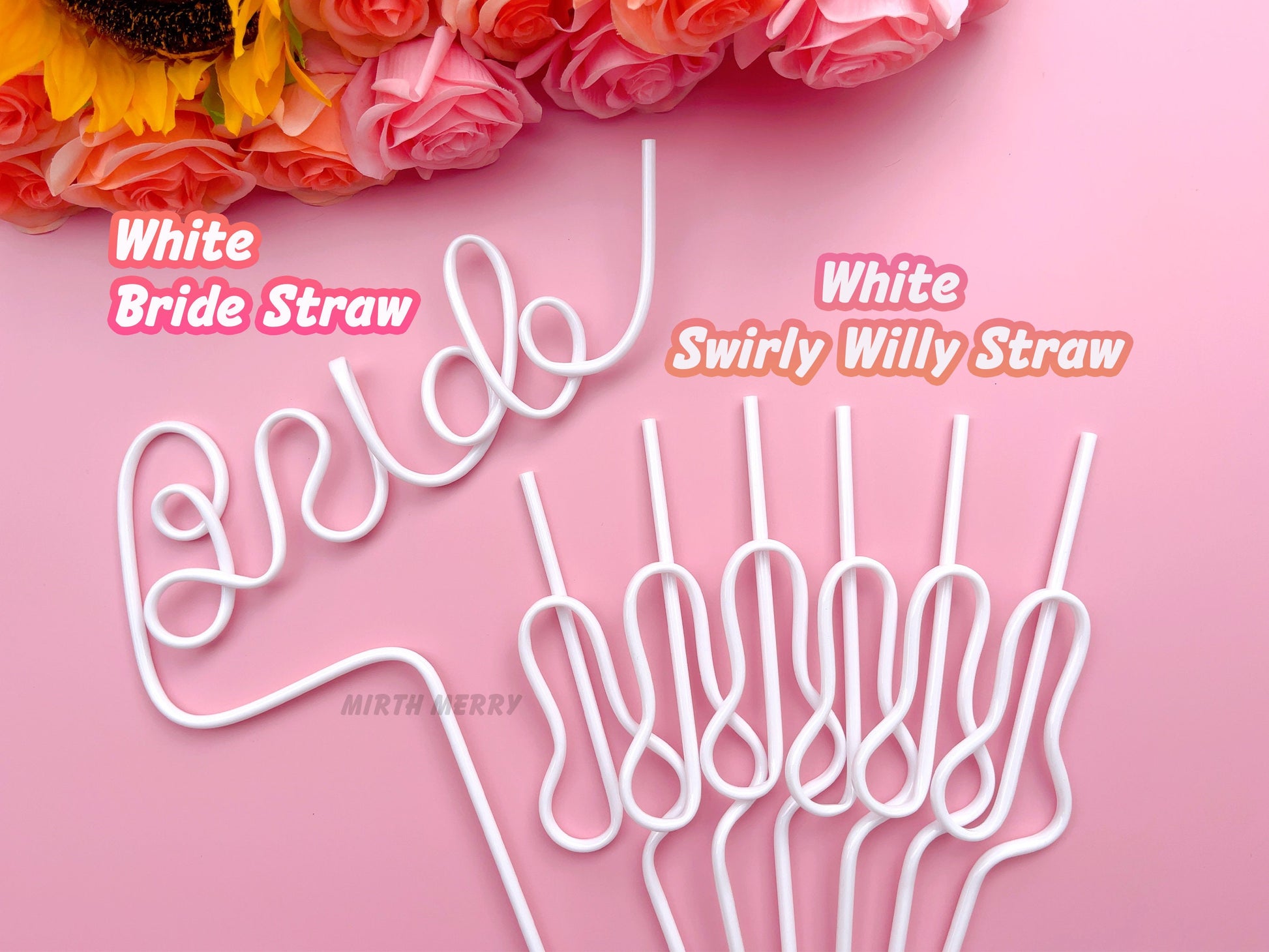 White Swirly Penis Straw + Bride Straw,| Bachelorette Party Favors | Bride To Be Bridal Shower | Hen Party Supplies Penis