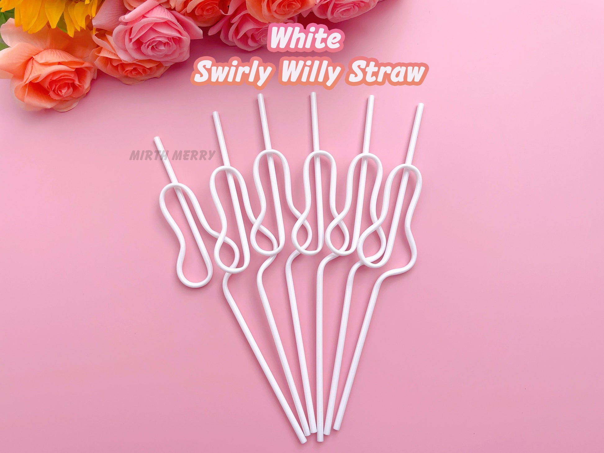 White Swirly Penis Straw + Bride Straw,| Bachelorette Party Favors | Bride To Be Bridal Shower | Hen Party Supplies Penis