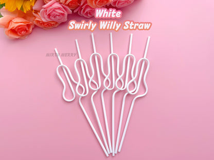 White Swirly Penis Straw + Bride Straw,| Bachelorette Party Favors | Bride To Be Bridal Shower | Hen Party Supplies Penis