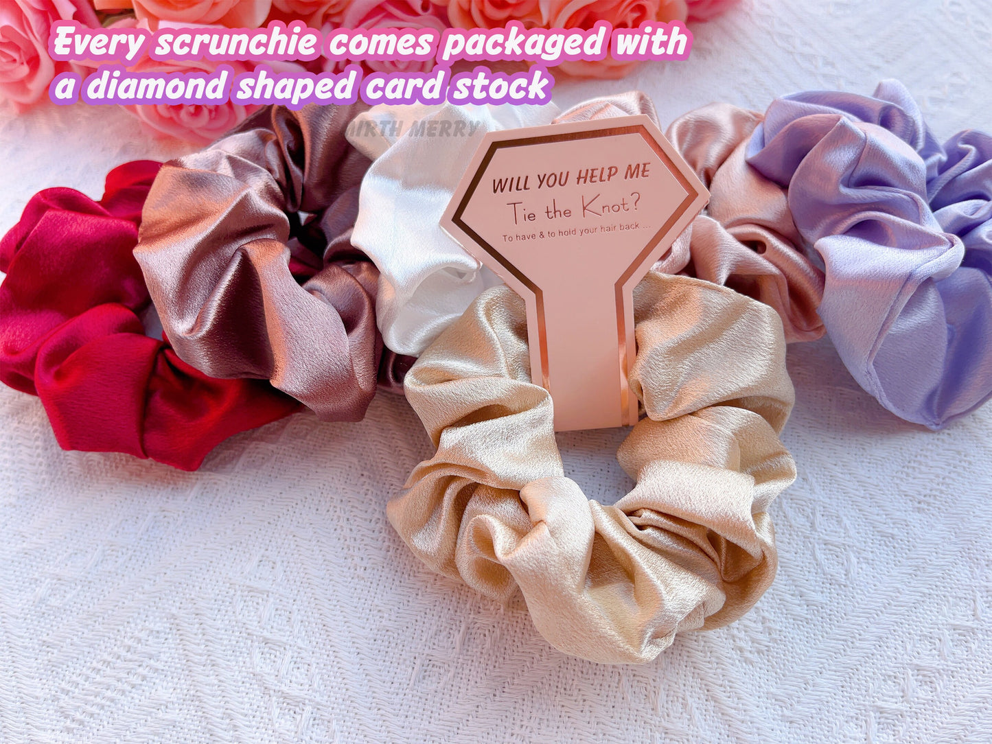Hen Party Hair Tie - Silk Satin Scrunchies | Bridal Shower Gift Decorations, Bride Tribe Favor, Bridesmaid Scrunchies, Bridesmaid Proposal
