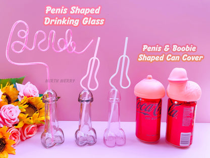 Penis Shaped Drinking Glass, Penis Shot Glass, Penis Beer Can Topper, Bachelorette Party Favors, Hen Party Games, Penis Hoopla Ring