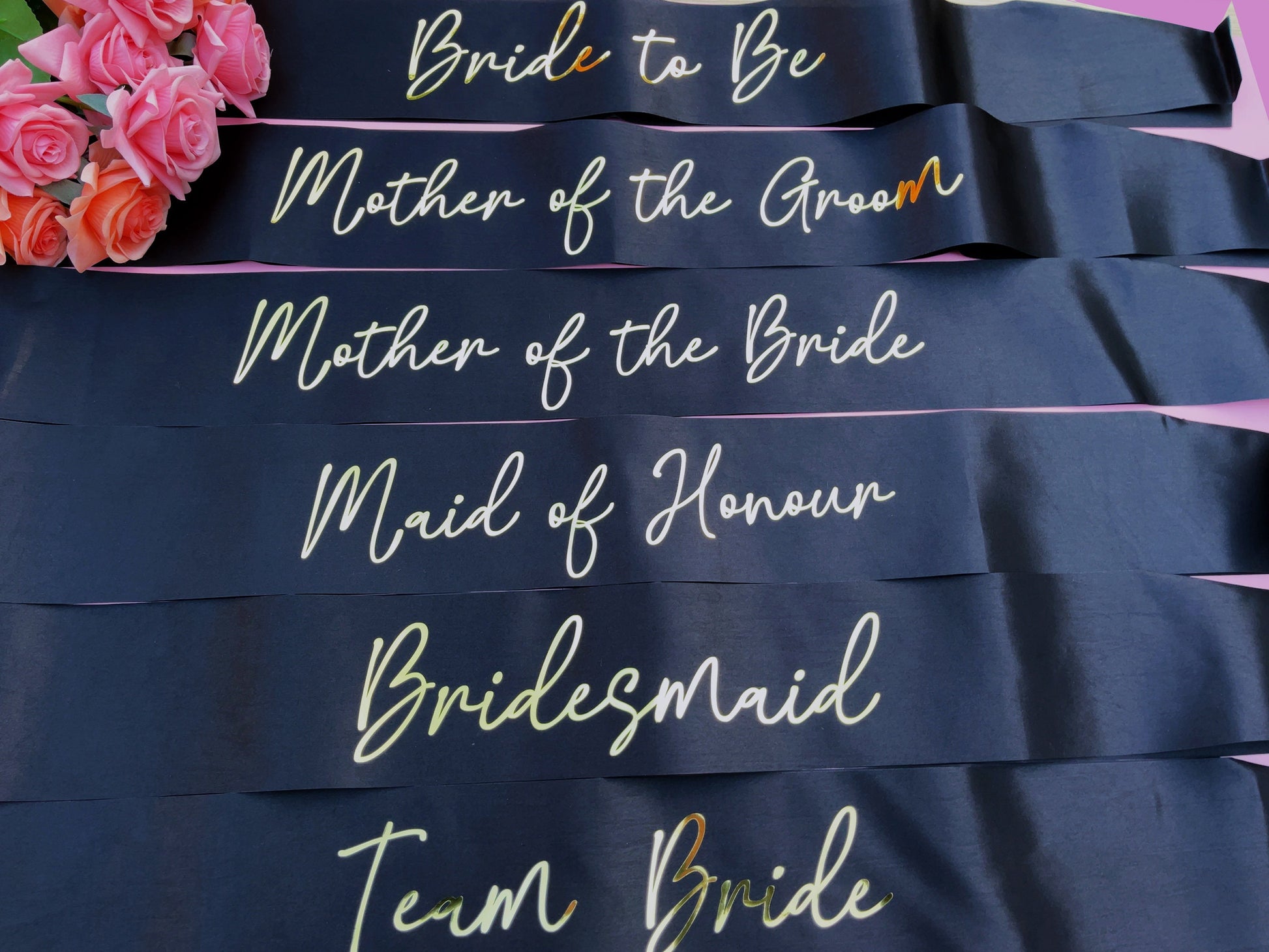 Bride to Be Sash| Hen Party Sash | Sash for Bride - Gold Foil | Mother of the Bride sash | Bachelorette Favors | Team Bride, Bridesmaid sash