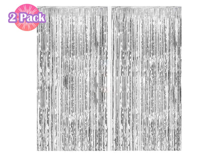 Rose Gold Fringe Foil Curtain - Set of 2 | Bridal Shower Backdrop, Wedding, Hen Party, Birthday Photo Booth, Baby Shower