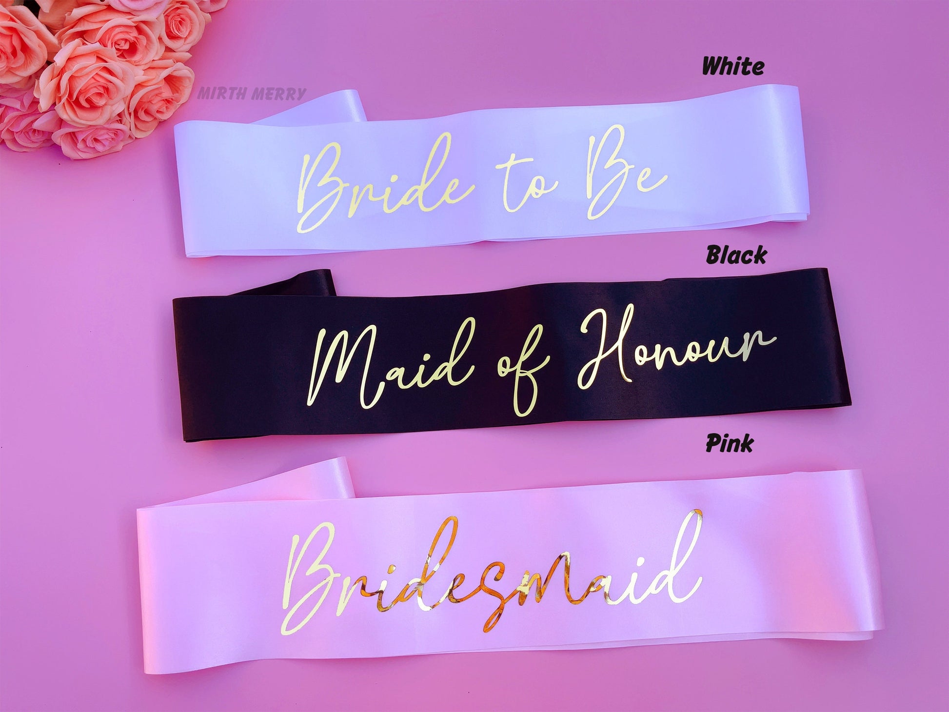 Bride to Be Sash| Hen Party Sash | Sash for Bride - Gold Foil | Mother of the Bride sash | Bachelorette Favors | Team Bride, Bridesmaid sash
