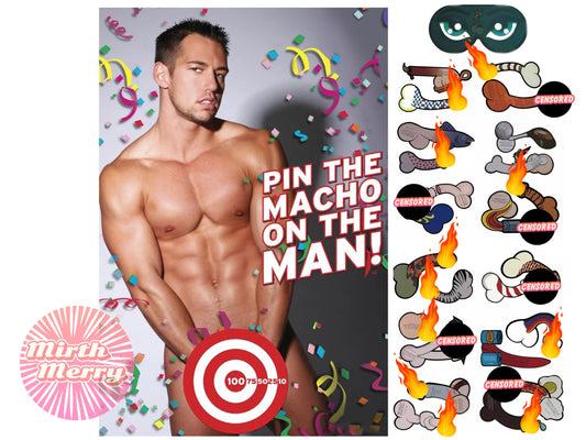 Pin the Macho on the Man, Junk on the Hunk, Hens Party Games, Pin the Tail on the Hunk, Bachelorette Party Supplies, Novelty Party Favors