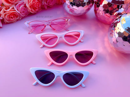 Hens Party Cat Eye Sunglasses | White, Pink, Black Matte Bachelorette Party Decoration, Bridesmaid Gift + Bridal Shower Supplies