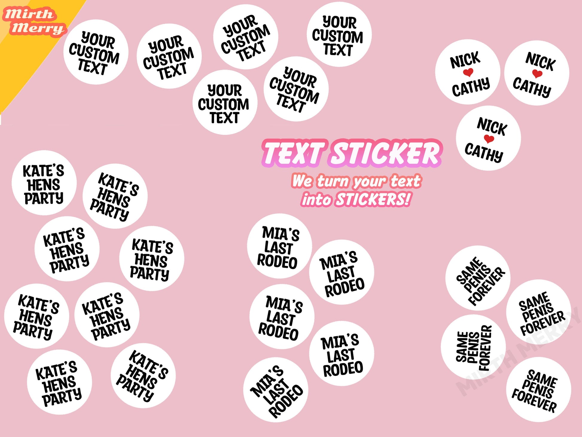 custom personalized text on confetti sticker