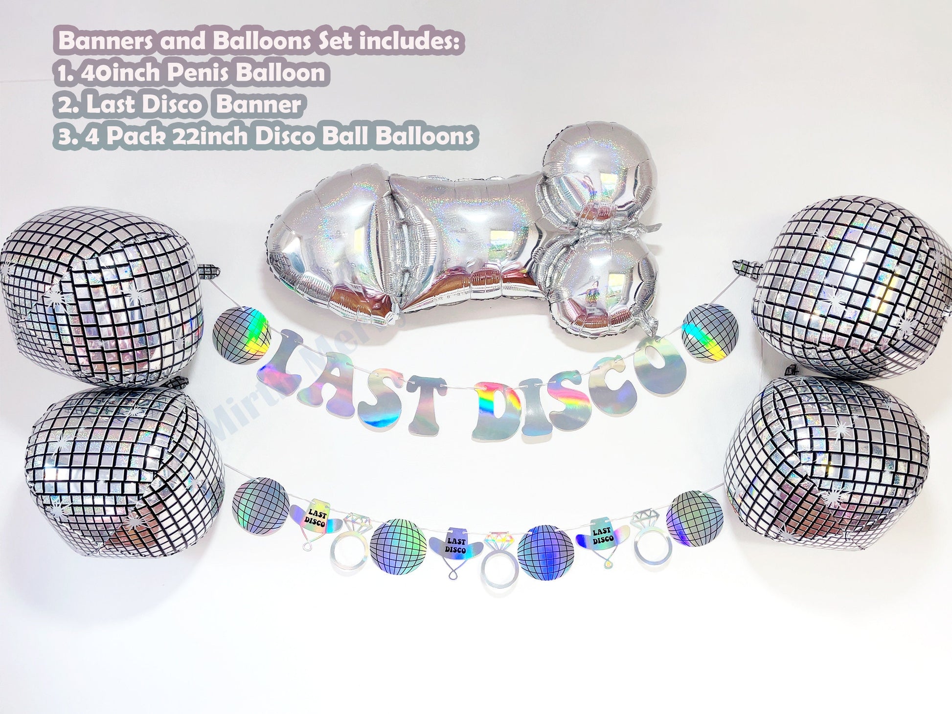 Last Disco Iridescent Banner Set | Last Rodeo Bach Party Decorations, Backdrop Photo Booth Holographic Iridescent Bachelorette Banners