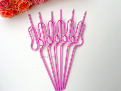 Rose Pink Swirly Penis Straw + Bride Straw,| Bachelorette Party Favors | Bride To Be Bridal Shower | Hen Party Supplies Penis