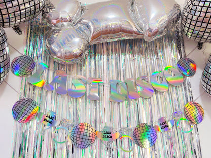 Last Disco Iridescent Banner Set | Last Rodeo Bach Party Decorations, Backdrop Photo Booth Holographic Iridescent Bachelorette Banners