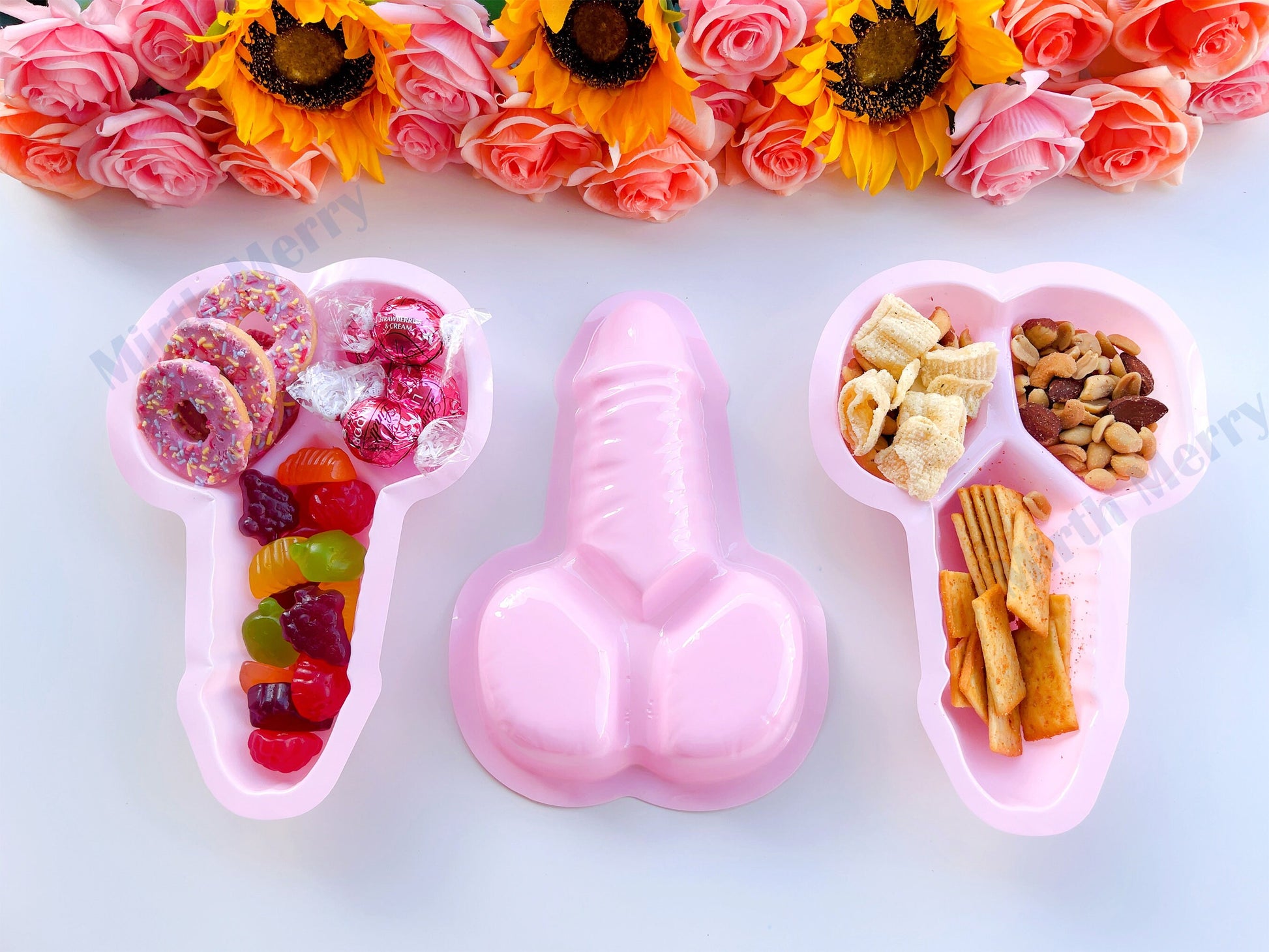 Pink Penis Snack Trays, Dick Utensils, Bachelorette Tablewear, Party Silverware, Pecker Tray, Hen Party Favors, Bach Decor, Penis Favors