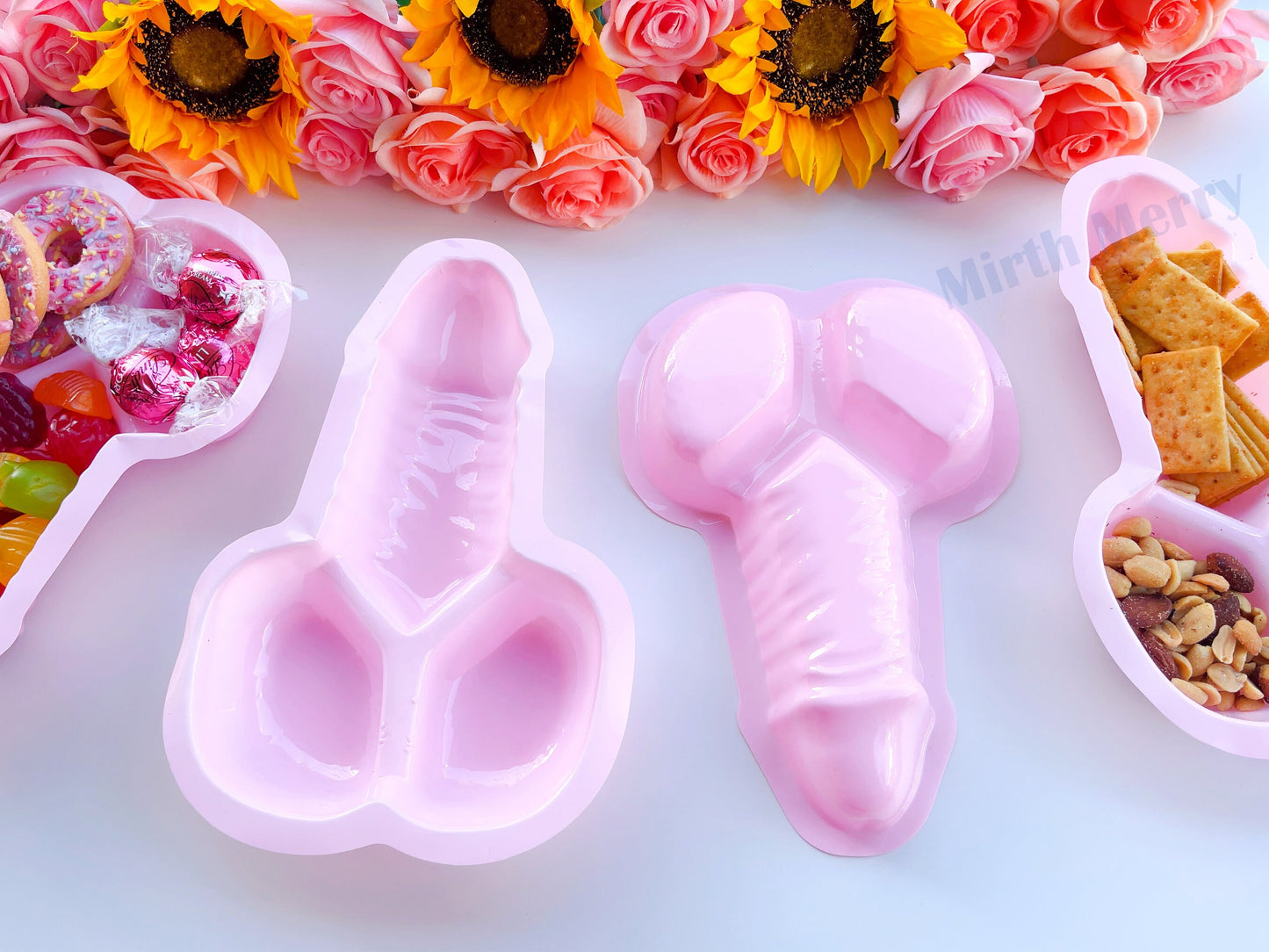 Pink Penis Snack Trays, Dick Utensils, Bachelorette Tablewear, Party Silverware, Pecker Tray, Hen Party Favors, Bach Decor, Penis Favors