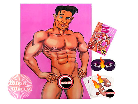 Pin the Junk on the Hunk, Bachelorette Party Game, Bridal Shower, Birthday Party Game, Bachelorette Party Game, Hen Party Game