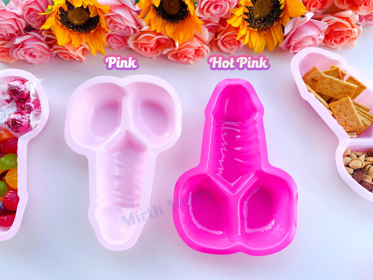 Pink Penis Snack Trays, Dick Utensils, Bachelorette Tablewear, Party Silverware, Pecker Tray, Hen Party Favors, Bach Decor, Penis Favors