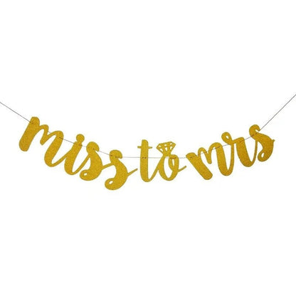 Miss to Mrs Banner, Rose Gold Glitter, Hen Party Banner, Bridal Shower Decor, Engagement , Hens Night Decor, Diamond Ring