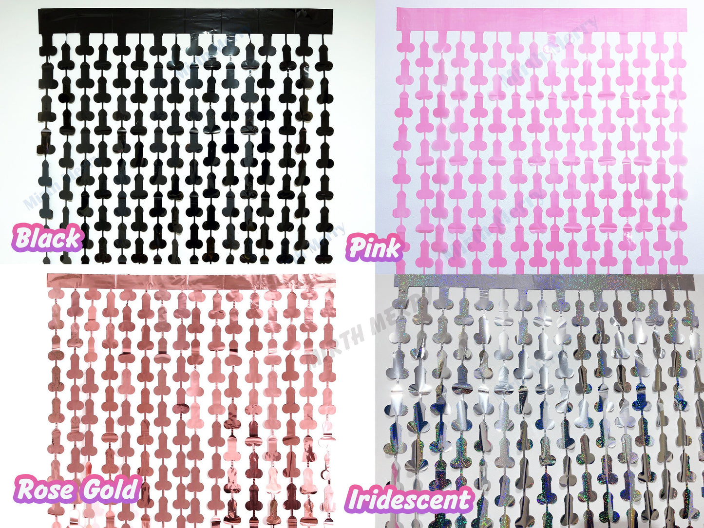Rose Gold Penis Foil Curtain | Metallic Fringe Penis Tinsel, Hen Party Bridal Shower Backdrop, Birthday Backdrop, Photo Booth, Dick Favors