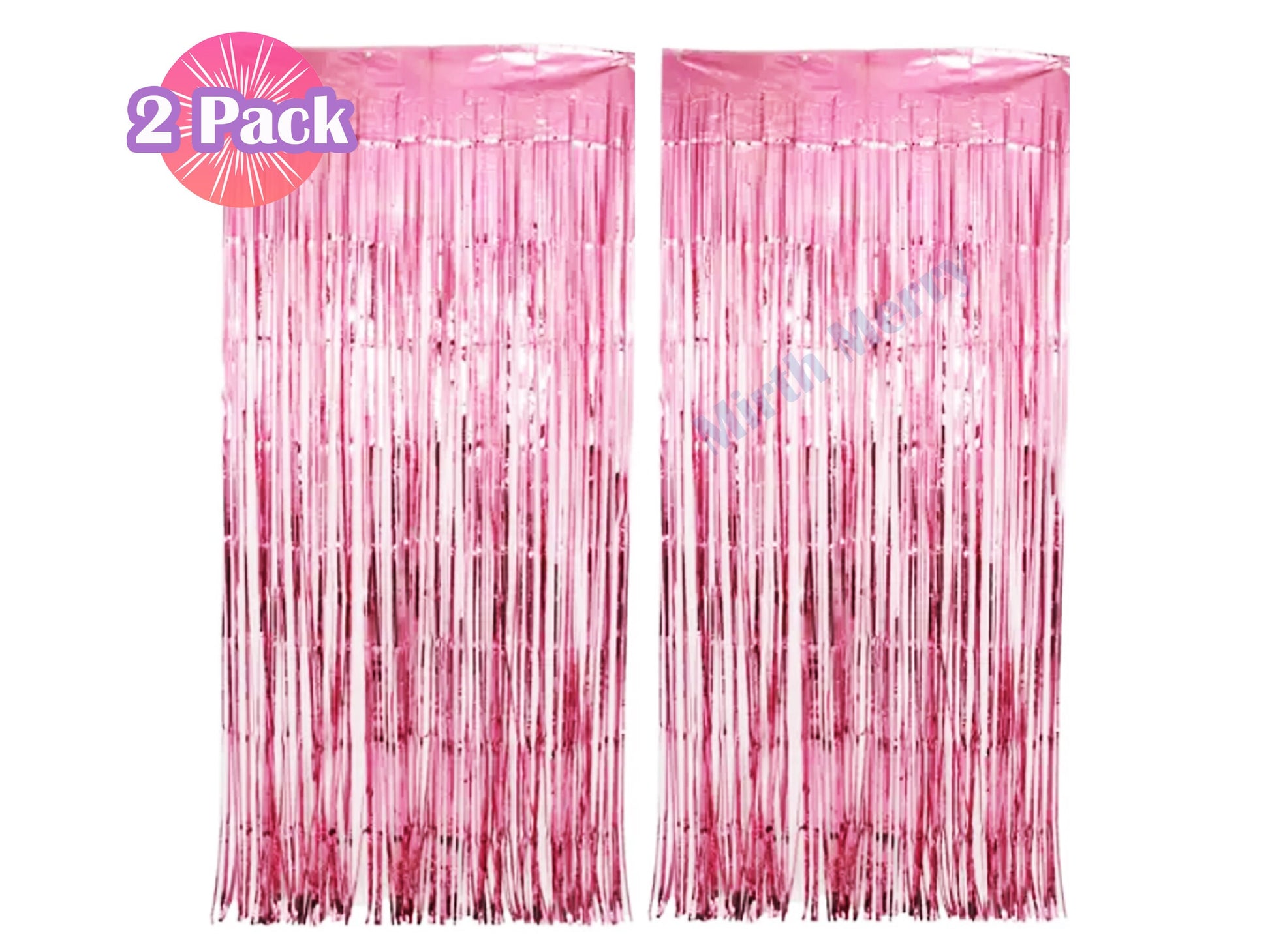 Rose Gold Fringe Foil Curtain - Set of 2 | Bridal Shower Backdrop, Wedding, Hen Party, Birthday Photo Booth, Baby Shower